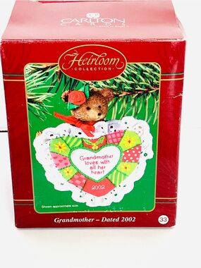 Carlton Cards 2002 Heirloom Grandmother Loves With All Her Heart Ornament Bear